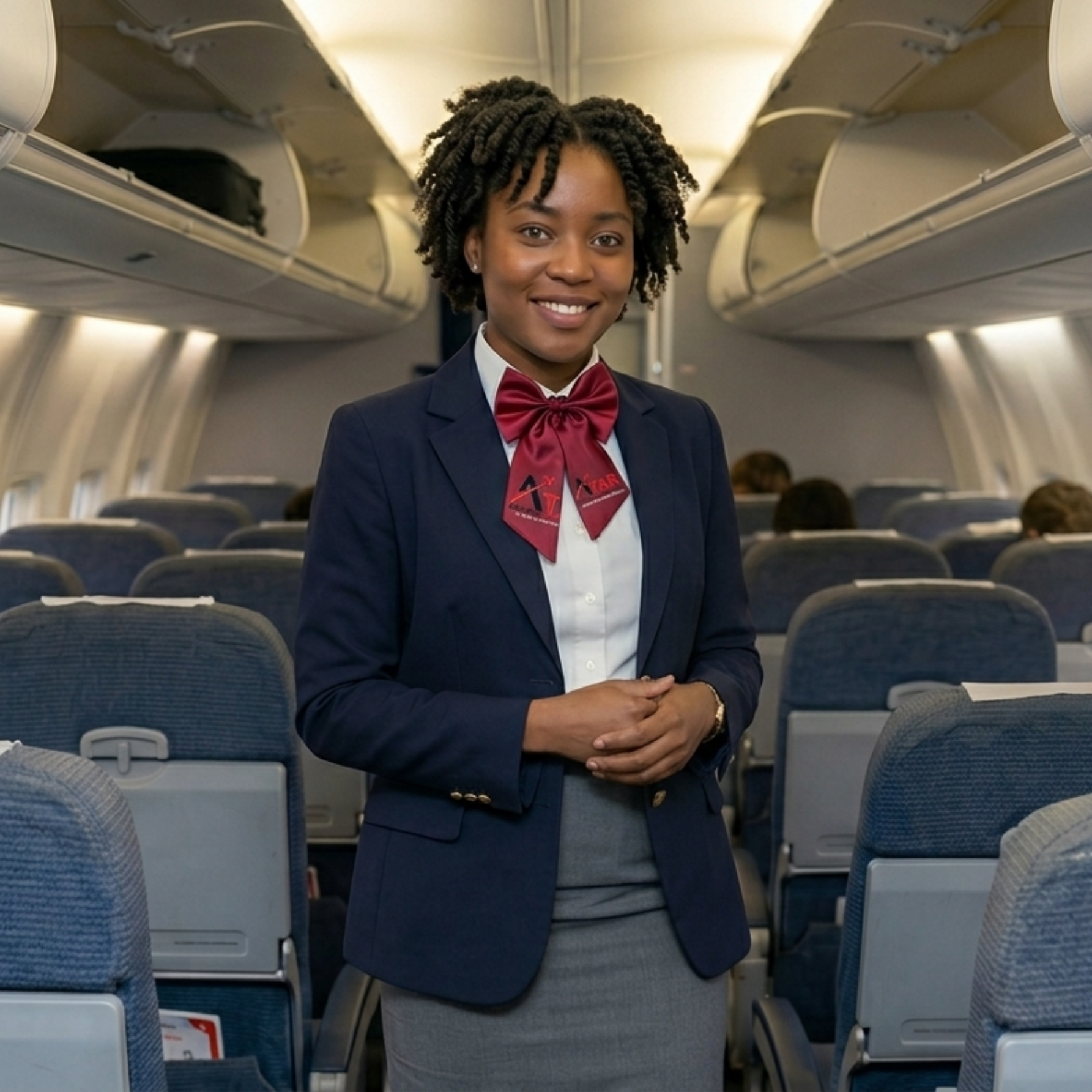 Aviation students training in cabin simulator